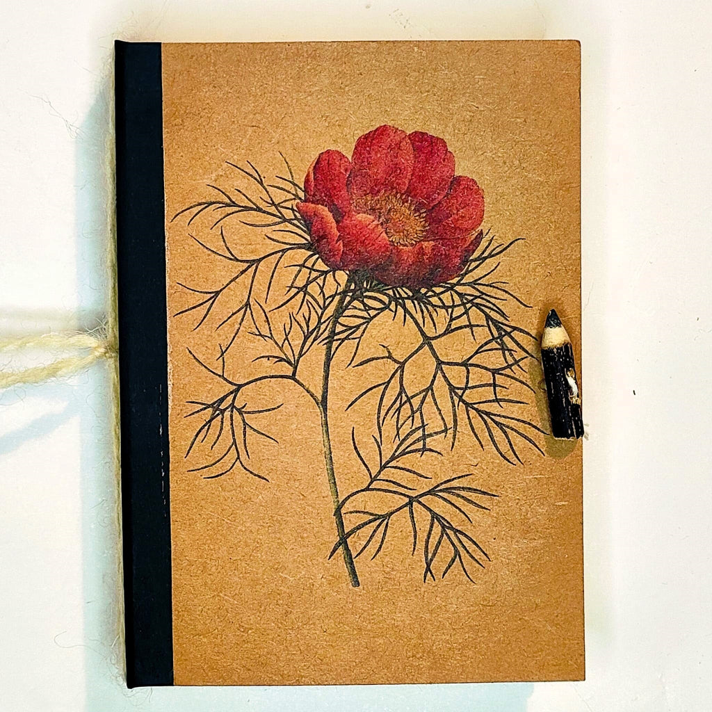 Taccuino ricaricabile fatto a mano con pagine bianche e legatura in lana — "Fiori Selvatici" Rifioriture