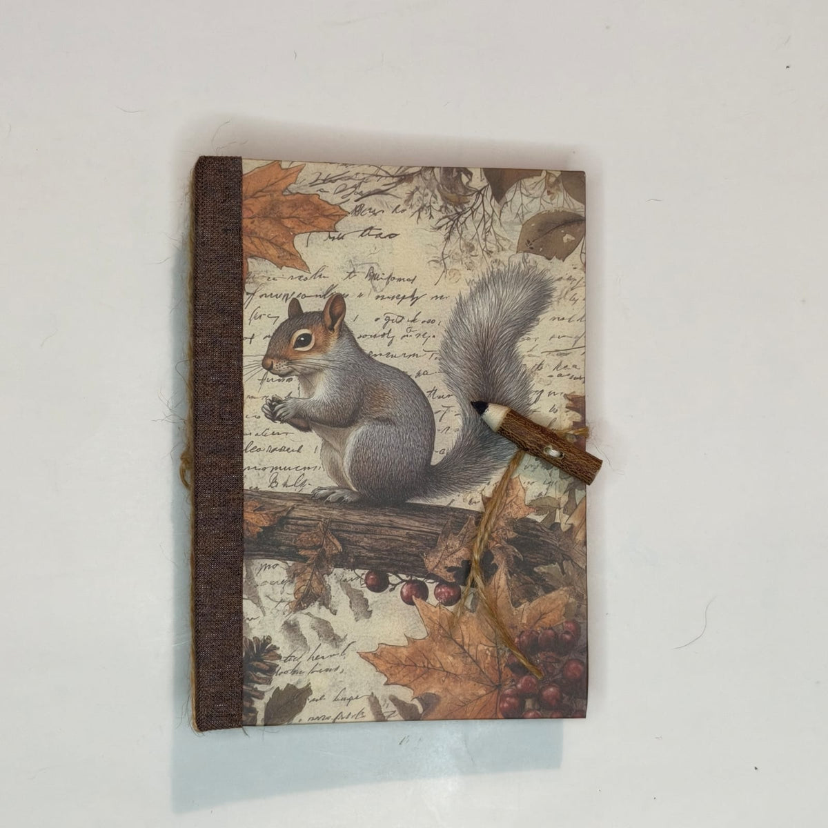 Passi nel Bosco, copertina con scoiattolo e dorso marrone scuro