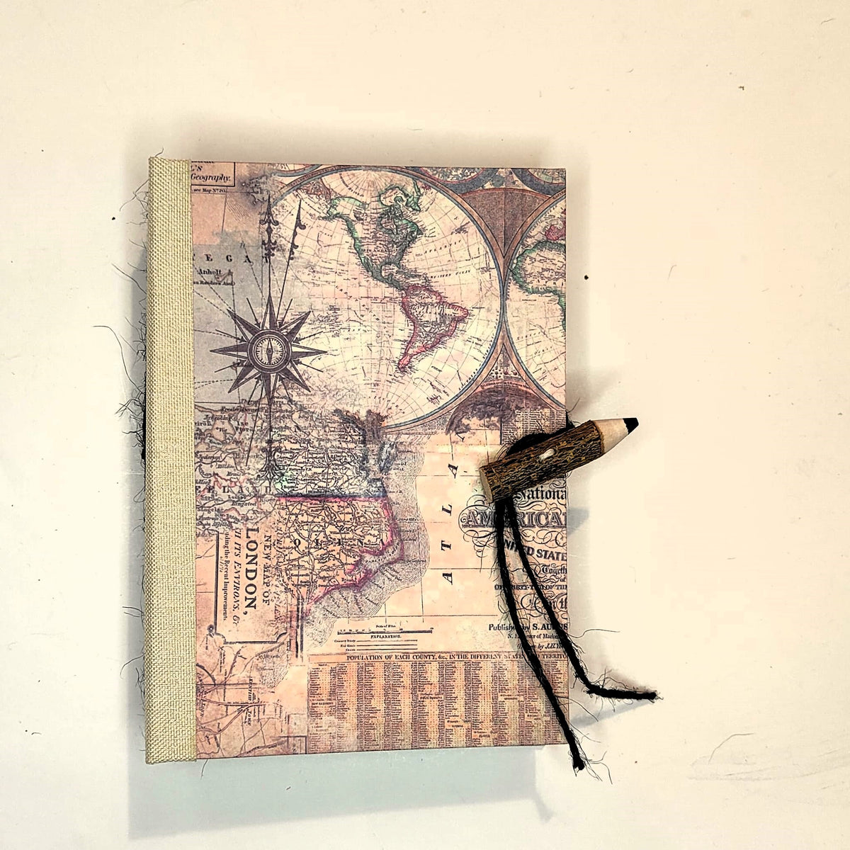 Quaderno fatto a mano tascabile con carta riciclata — "Fogli di Tempo" Latitudini
