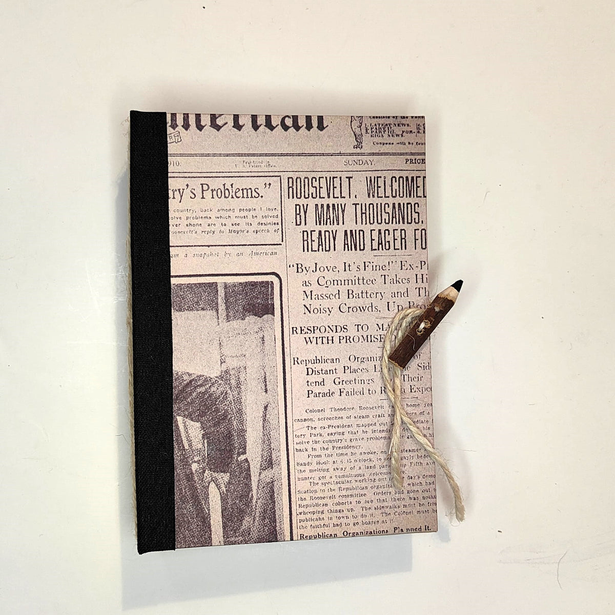 Bloc-notes fatto a mano tascabile con carta riciclata — "Fogli di Tempo" Echi di Stampa